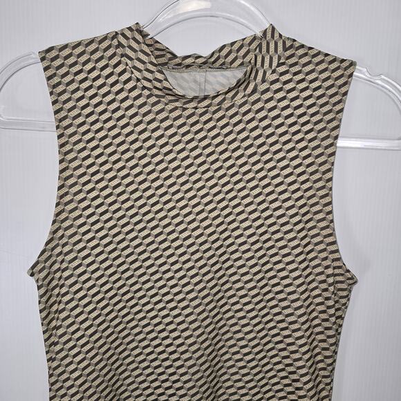 Kith Rumi Monogram Mini Dress Coverup Bodycon Sleeveless Mock Neck 3D Print S - Picture 7 of 8